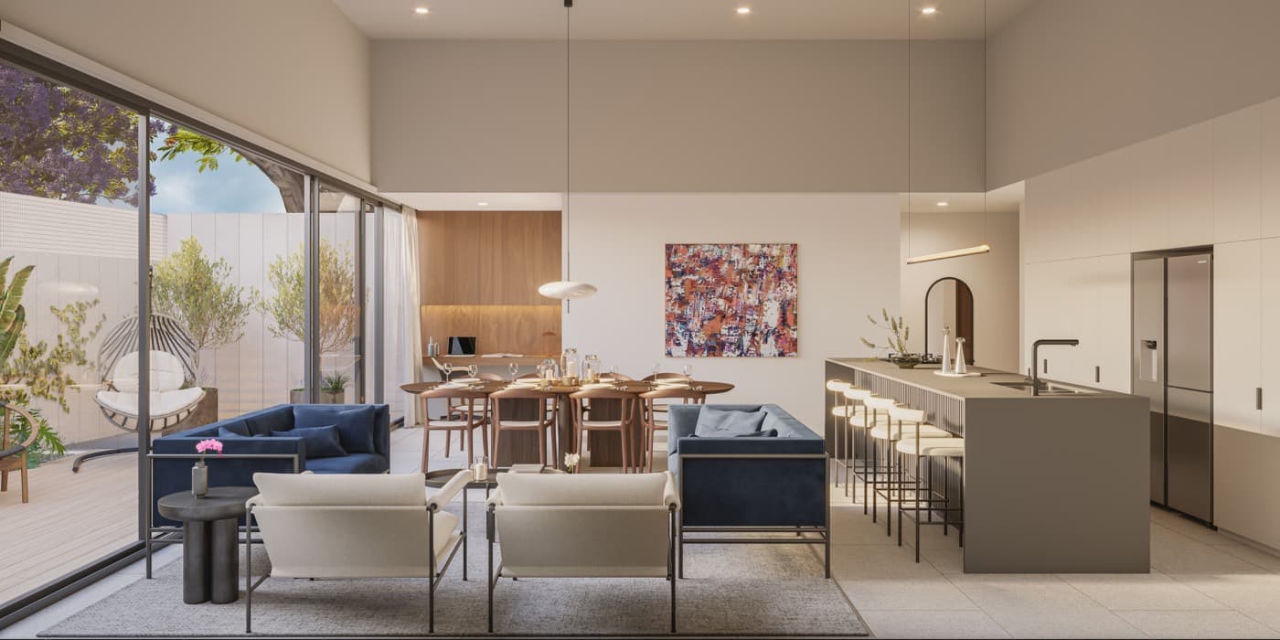 Sala, comedor y cocina