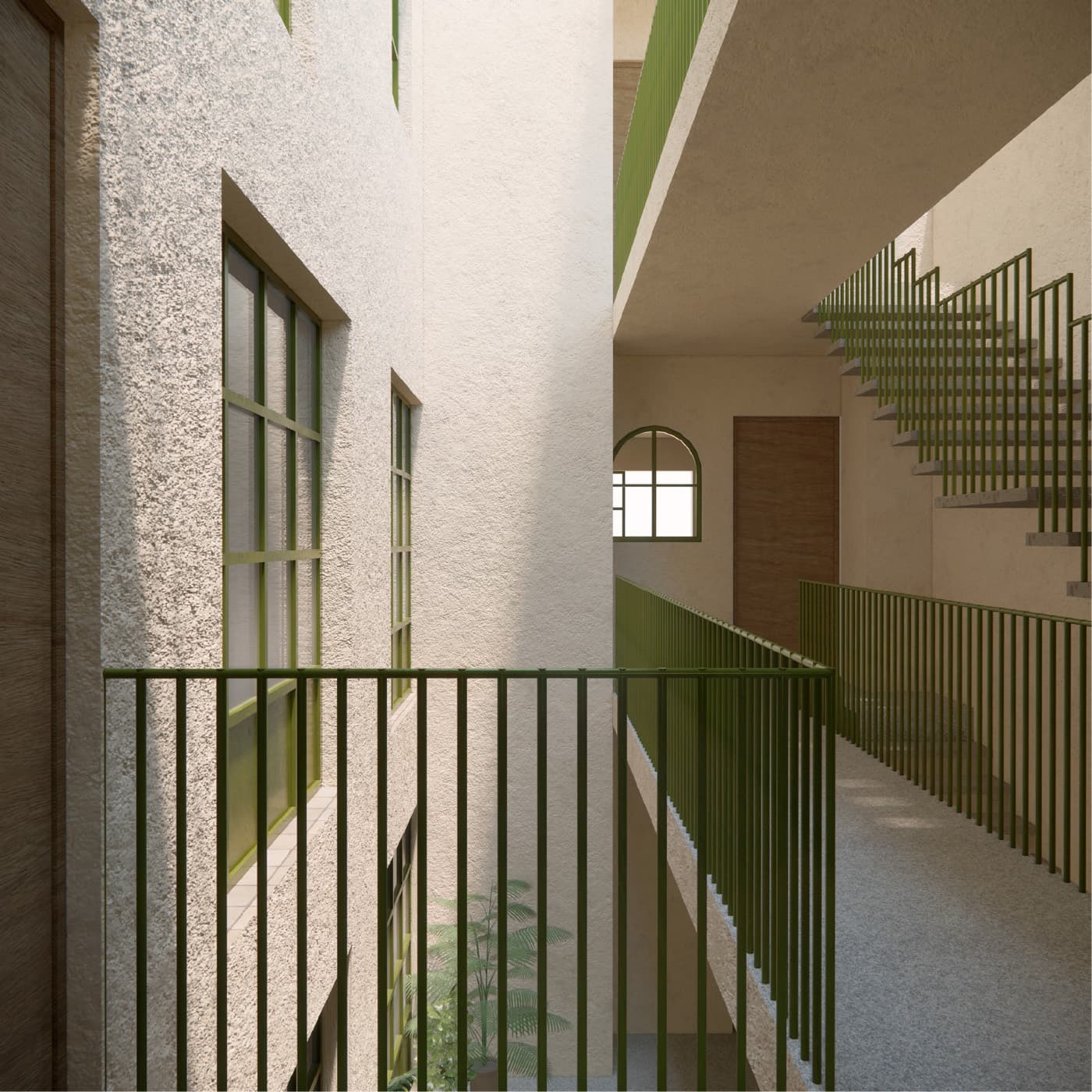 Pasillo con balcones