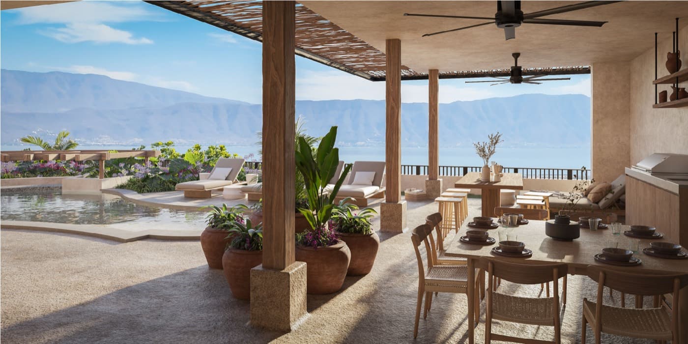 Terraza con vista al lago
